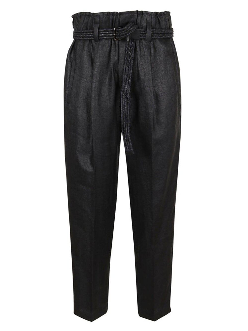 Brunello Cucinelli Linen Pants Black Elastic Waist Pull On Relaxed Luxury Size 2 - Picture 5 of 11